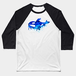 Blue Dripping Orca Baseball T-Shirt